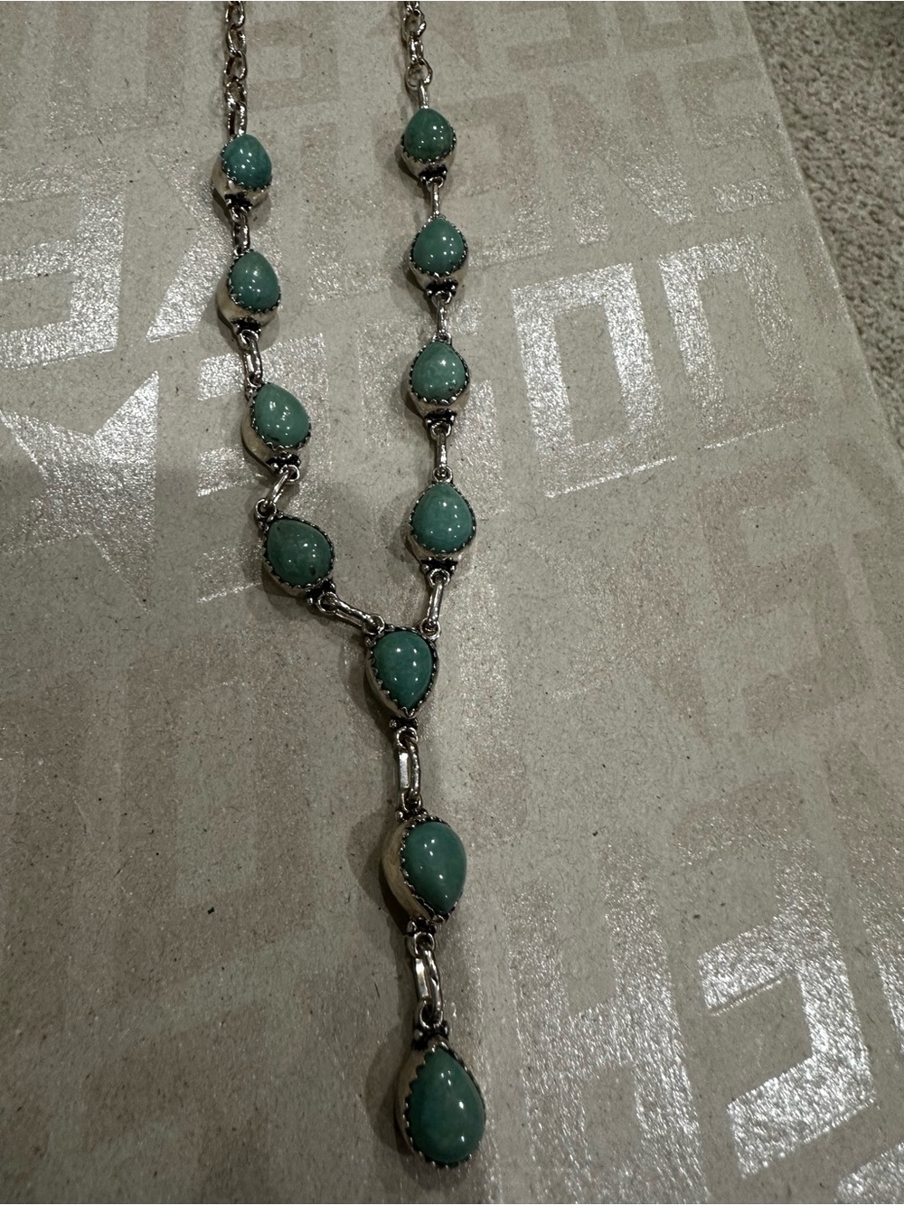 Kingman turquoise and sterling silver lariat